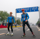 Ragnar Andresen, a world champion roller skier, is an instructor for the Chinese national cross-country ski team. Along with ski champion Bente Skari, among others, he took part in the sports activities outside the "Bird's Nest". Photo: Heiko Junge, NTB scanpix
